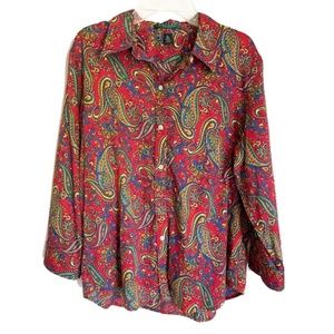Vintage Ralph Lauren Paisley Button-Front Blouse
